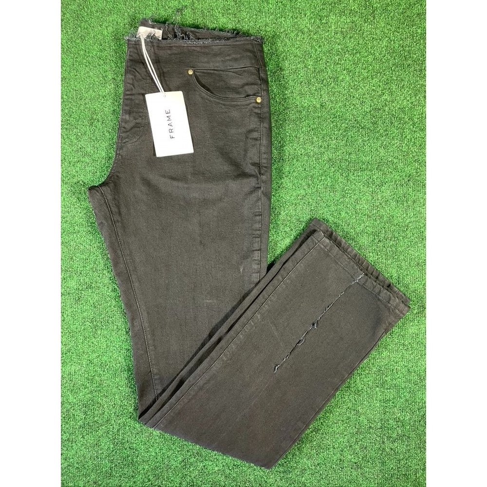 Frame Black Cut Off Waist Mini Boot Slit in‎ Film Noir Jeans Womens Sz 30